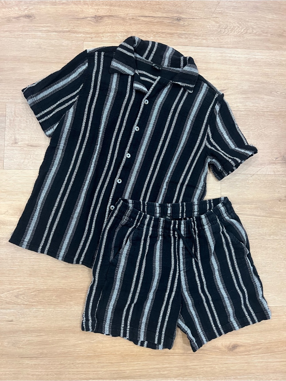 art class Black & Gray Striped Kids Pajama Set